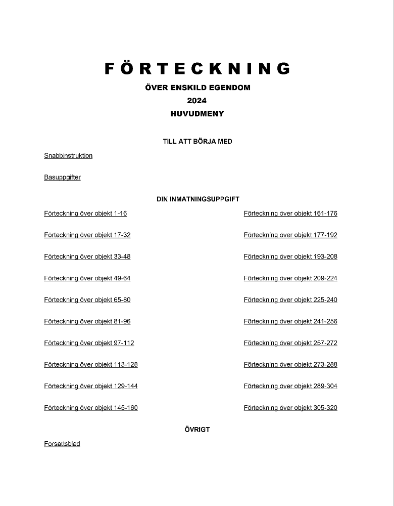 Förteckning enskild egendom