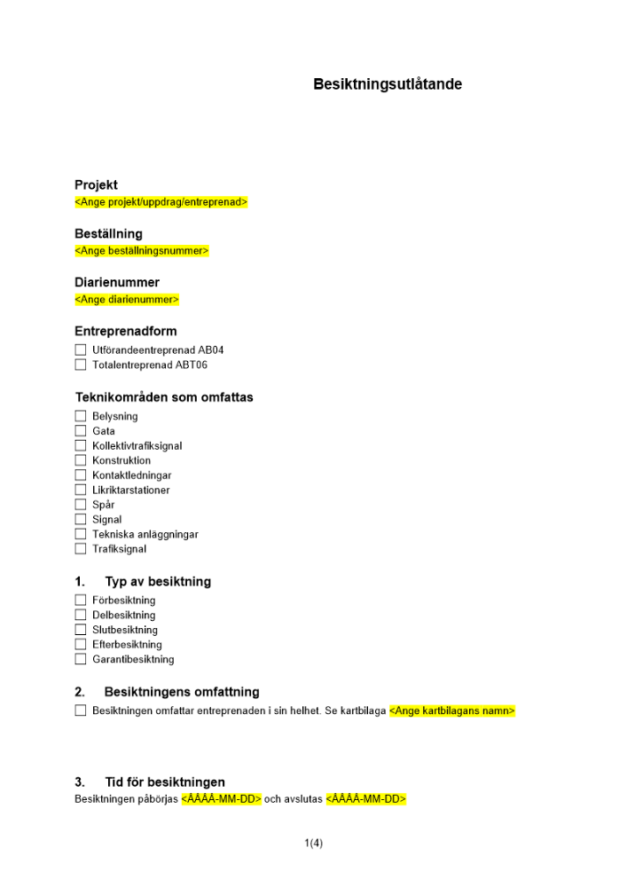 Besiktningsutlåtande entreprenad