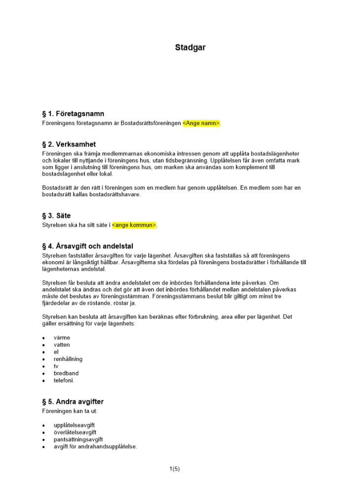 Stadgar brf
