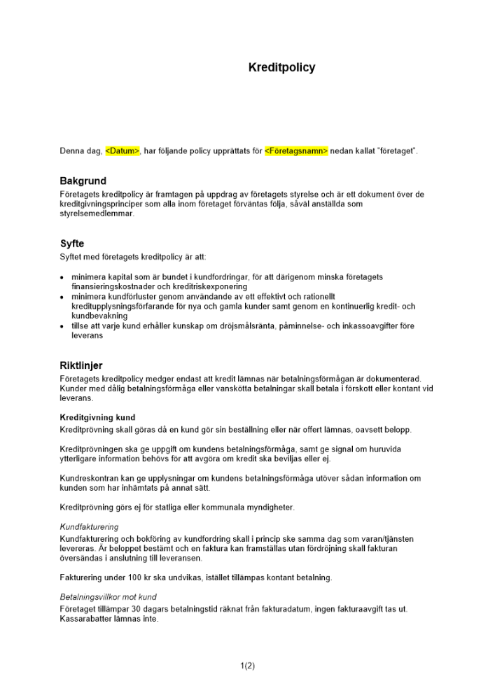 Kreditpolicy