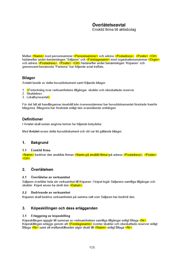 Överlåtelseavtal EF till AB