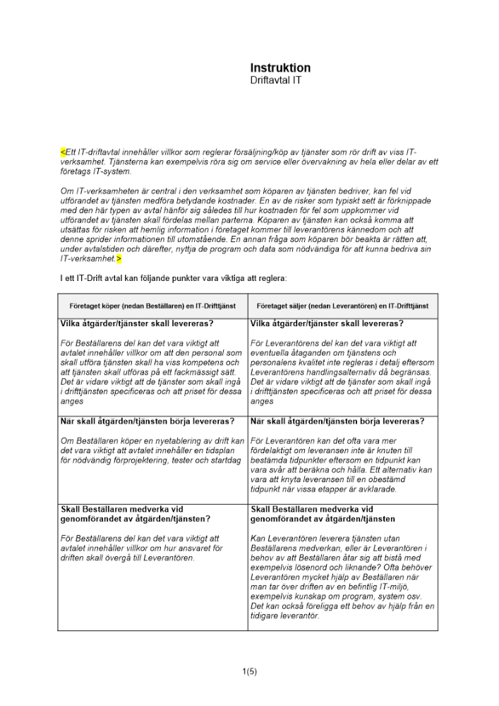 Instruktion driftavtal IT
