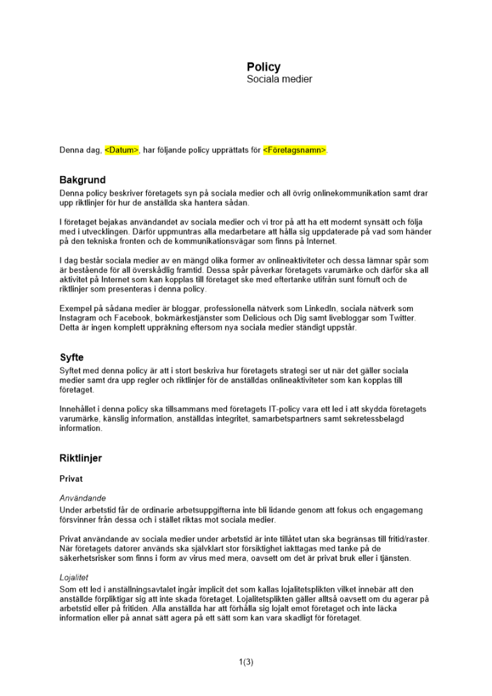 Policy sociala medier