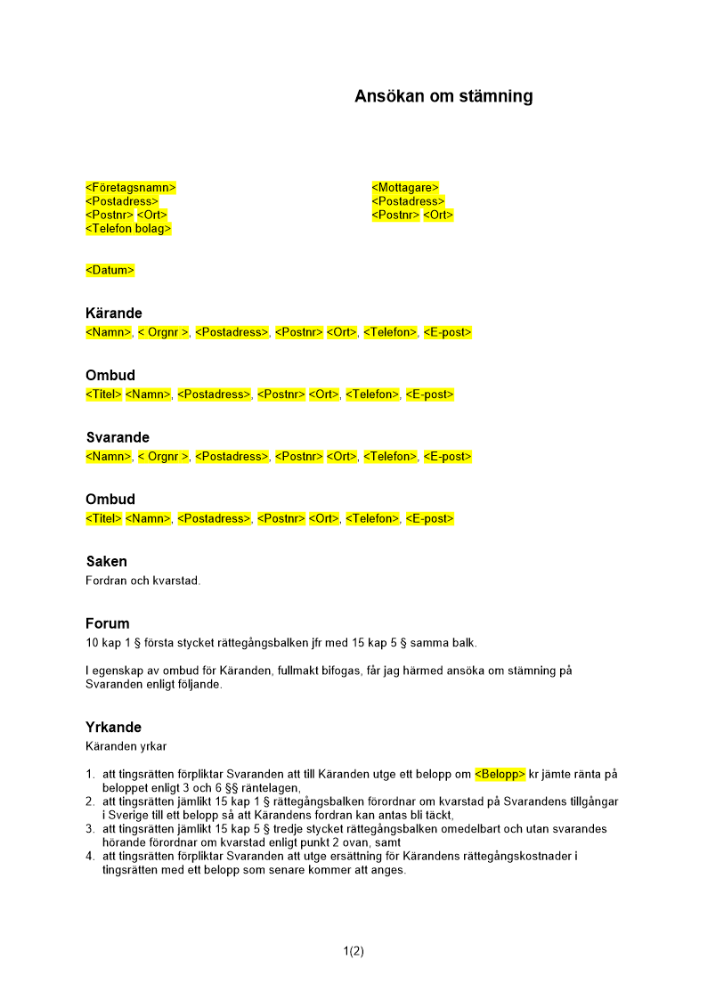 Stämningsansökan _Kvarstad_