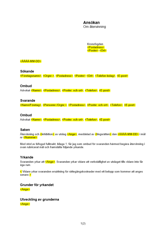 Ansökan om återvinning