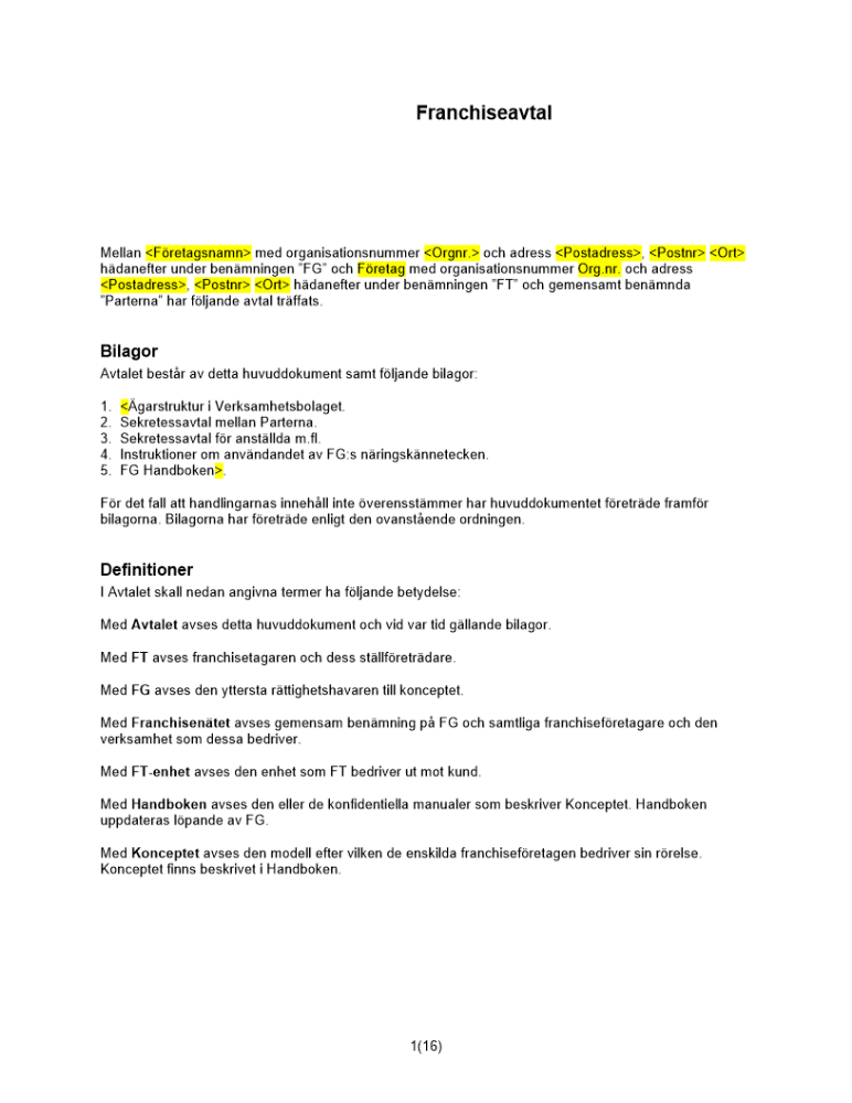 Franchiseavtal