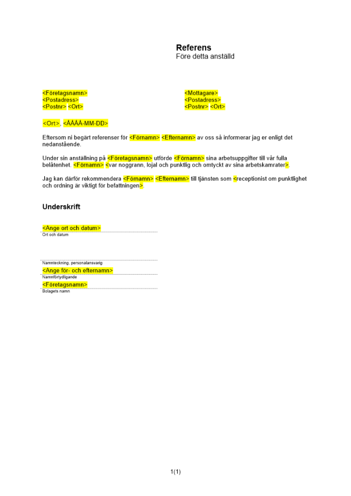 Referens avseende fd anställd neutral