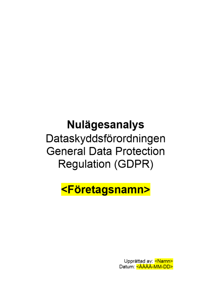 GDPR - Nulägesanalys