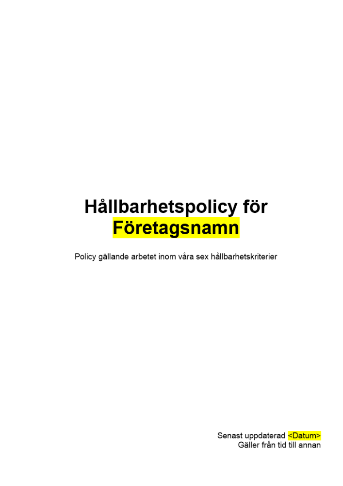 Hållbarhetspolicy