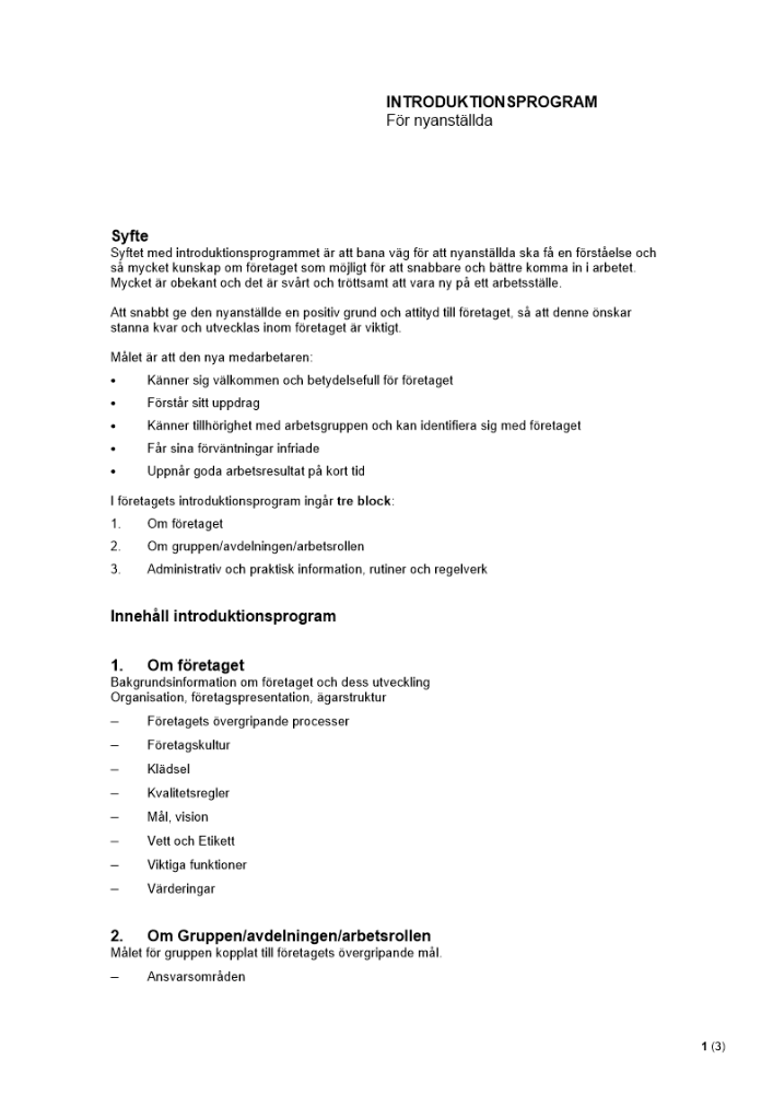 Introduktionsprogram för nyanställda