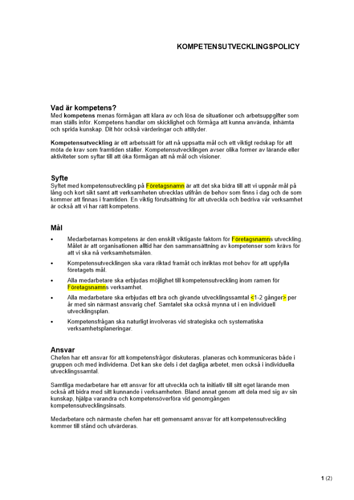 Kompetensutvecklingspolicy