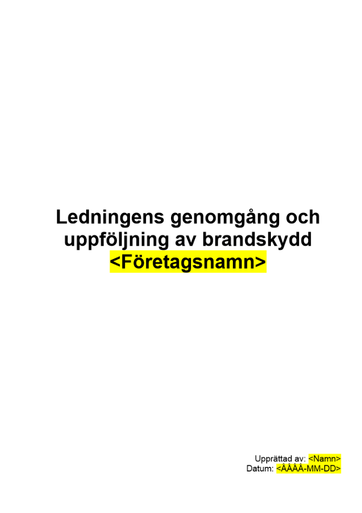 Ledningens genomgång och uppföljning av brandskydd