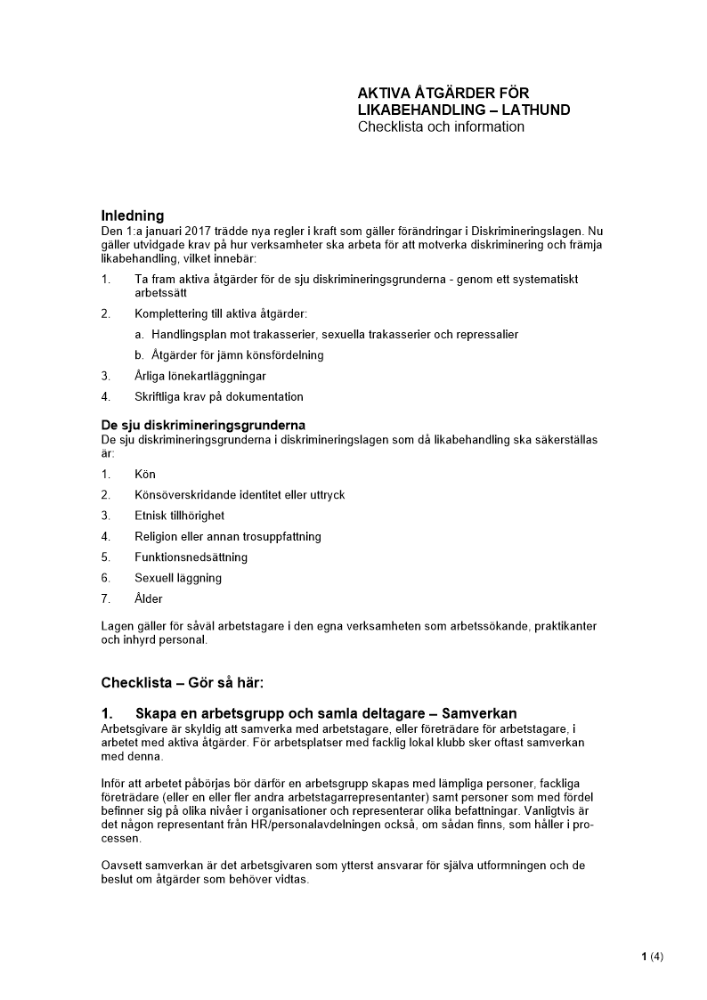 Likabehandling - Lathund