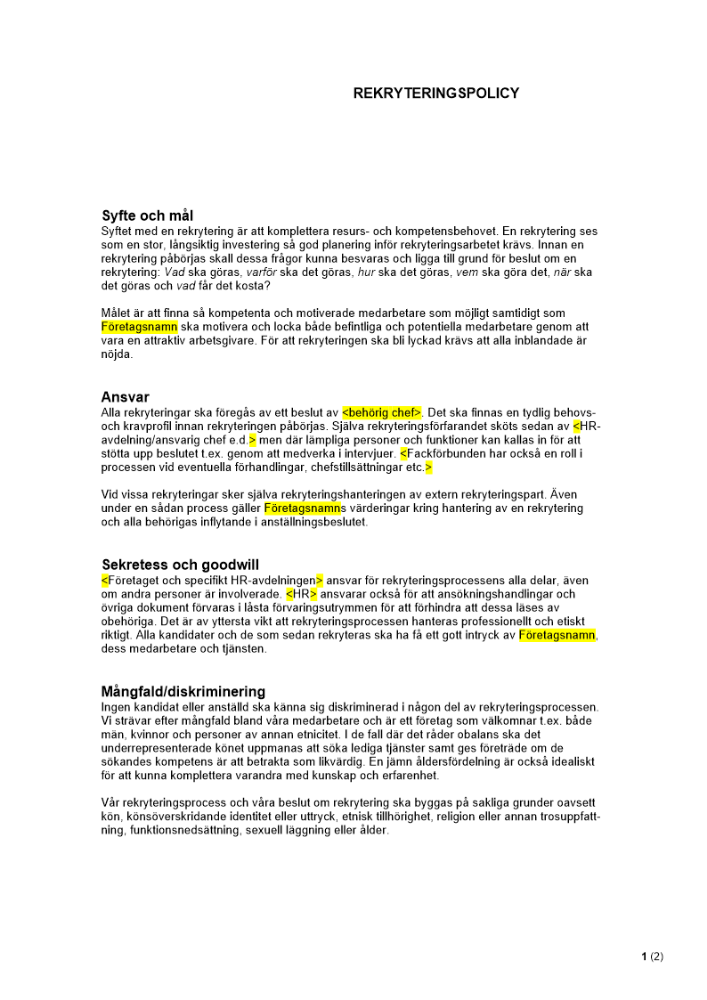 Rekryteringspolicy