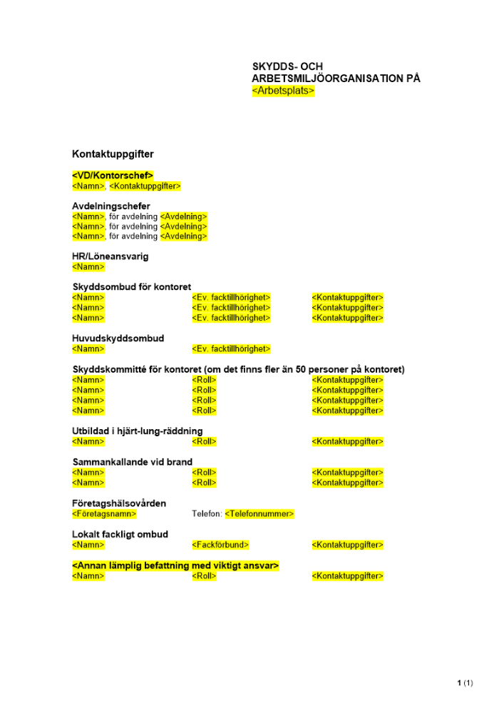 Skydds- och arbetsmiljöorganisation