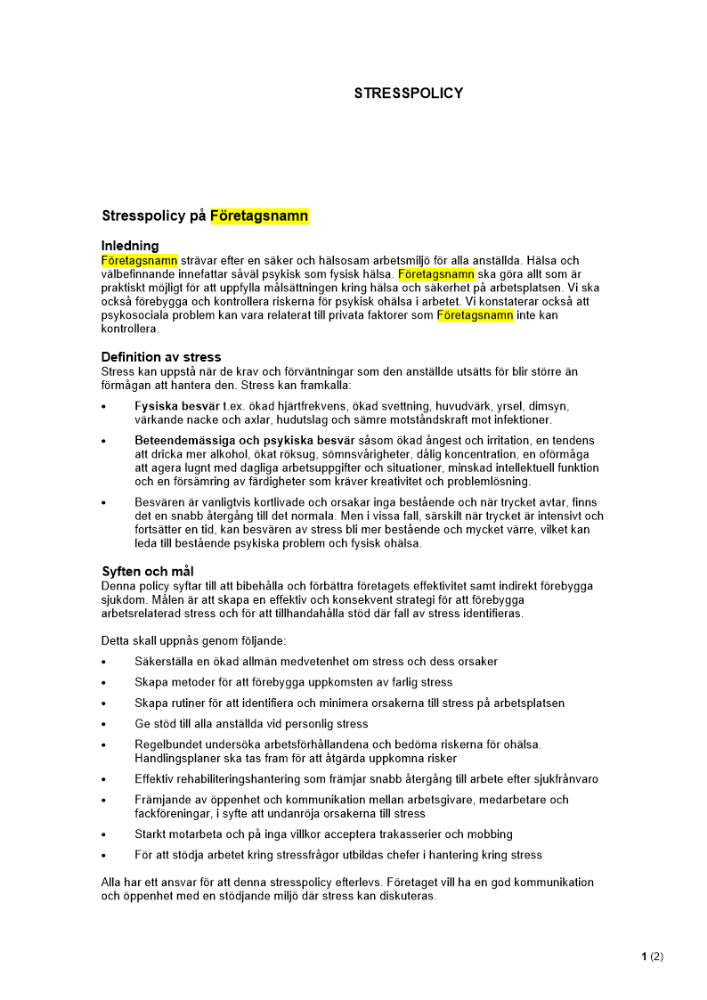 Stresspolicy