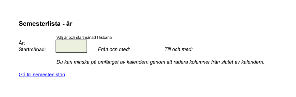 Semesterlista - Helår