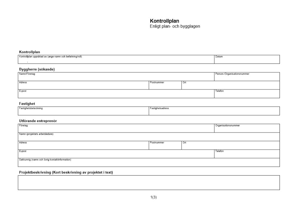 Kontrollplan enligt plan- och bygglagen